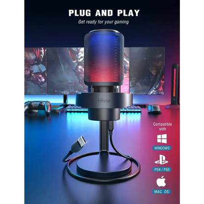 Micrófono usb con rgb para juegos y streaming - compatible